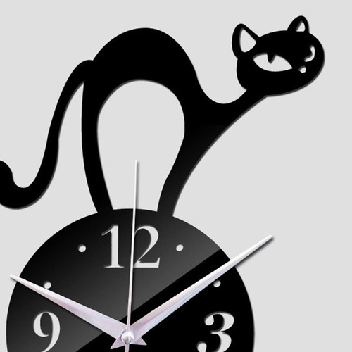 Relógios De Parede Elegantes Para Gatos, Espelho Acrílico, *