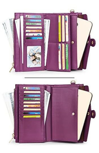 Cartera De Gran Capacidad Diseño Moderno Color Morado