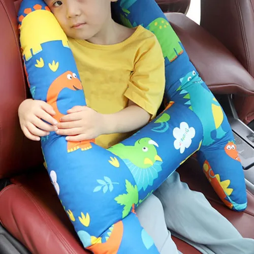 Car Back Seat Travel Pillow Cushion Soft For Blue Dinosaur
