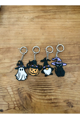 Pack X35 Llaveros Halloween Surtidos Bruja Calabaza Gatos Negro