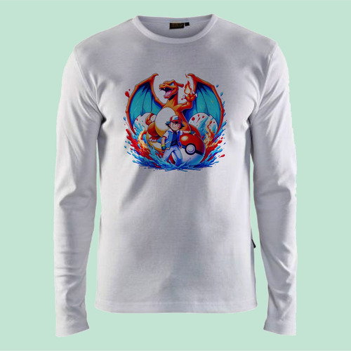 Remeras Térmica Pockemon Blanca Manga Larga Adultos - 6869