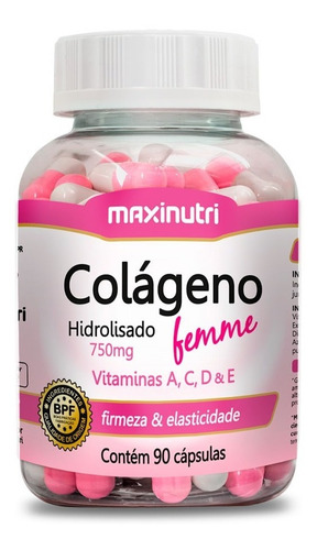 Colágeno Hidrolisado Femme 750mg Maxinutri Com 90 Capsulas