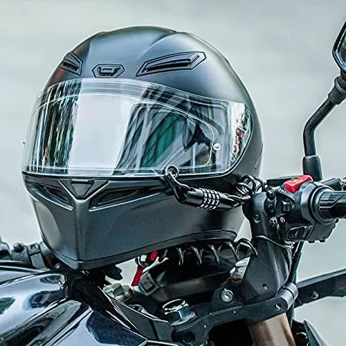 Candado Casco Moto Rockbros, 4 Dígitos, Retráctil, Negro 