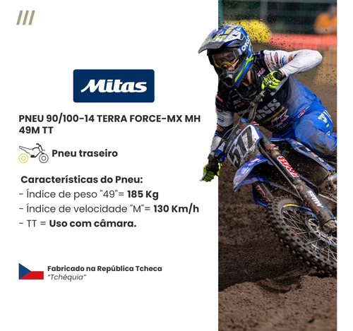 Pneu Motocross Mitas 90/100-14 Terra Force-mx Mh 49m Tt
