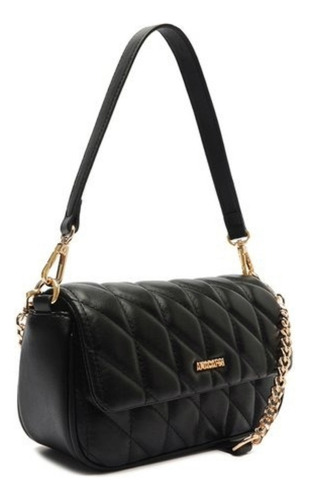 Bolsa Tiracolo Matelasse Triangular Preta Cor Preto