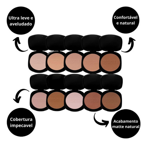 Pó Compacto Ruby Rose Obsidian Crystal Powder Com 10 9,6g