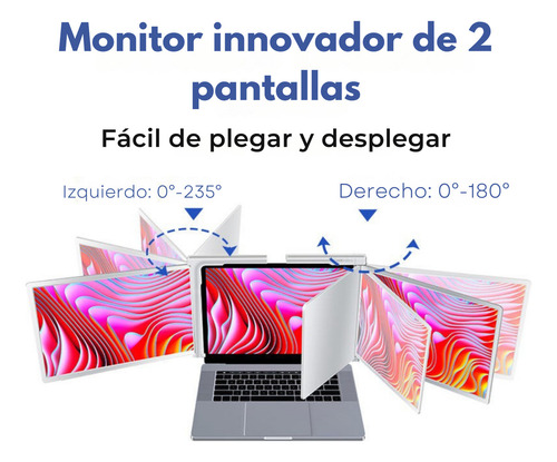 Mr. Gadgets Doble Monitor Portatil Para Laptop 14 Pulgadas Modelo S400 Full Hd 1080p, Ips, Plug & Play, 180°, Usb C, Usb A, 1 Cable 2 Pantallas, Compatible Con Windows, Mac Os, M1, M2, M3, M4, Linux,