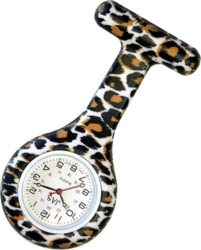 Snow Leopard Patterned Enfermeras Reloj Silicona (control