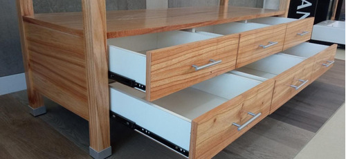 Imagen 8 de 10 de Vanitory 1.50x50 Miel C/seis Cajones Y Mesada C/ Doble Bacha