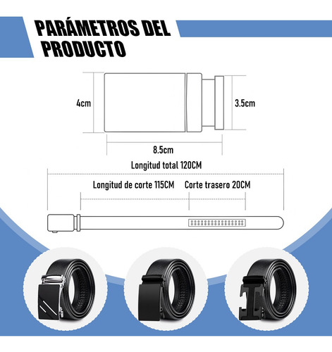 2 Cinturones Negros Con Hebilla Automática Para Hombre H Negra 120cm