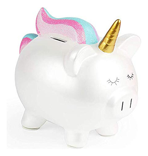 Alcancía De Unicornio Para Niñas, Dinero De Cerámica Arcoíri
