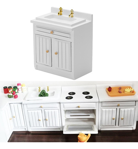 1:12 Fregadero De Cocina Muebles Muñecas Casa Miniatura