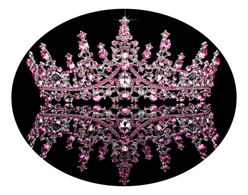 Corona Tiara De Novia Quinceañera Cristales Rosa