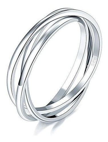 Boruo 925 Anillo De Plata Esterlina Triple Entrelazado Rolli