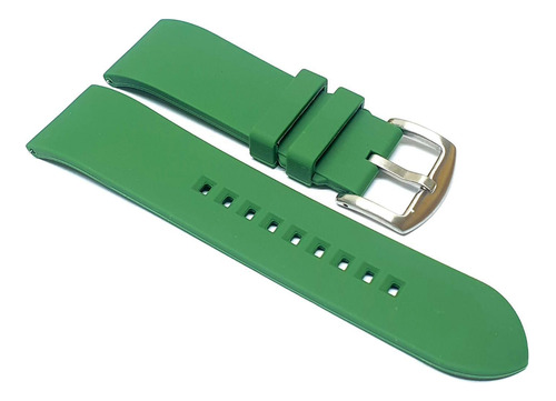 Pulseira Relógio Em Silicone Verde 24mm Pino Engate Rápido