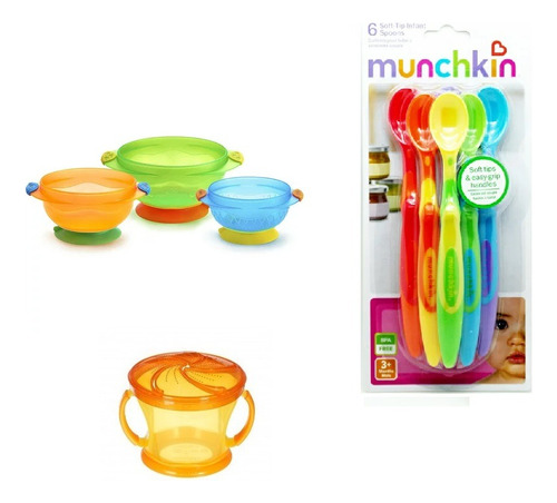 Combo Munchkin 6 Cucharitas, 1 Vaso Snack, 3 Stayput Ventosa