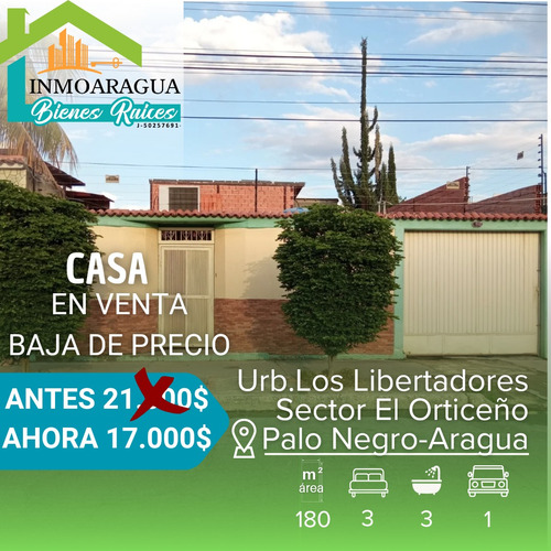 Casa En Venta/ Urbanización Los Libertadores Sector El Orticeño Palo Negro Aragua/ Pg1112