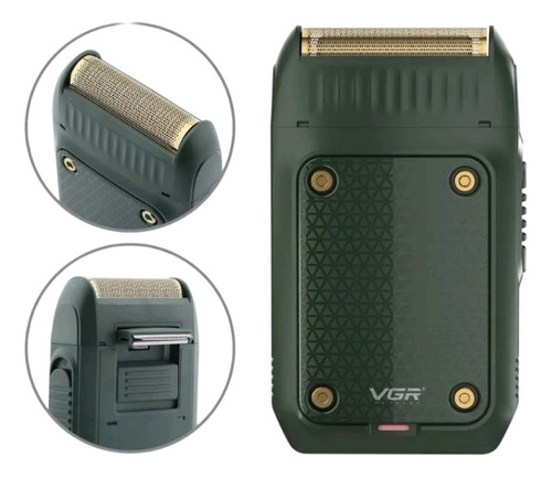 Barbeador Vgr V353 Shaver Profissional Elétrico Com Usb Cor Verde-musgo 110v