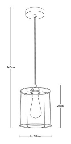 Lámpara Colgante Modern Luxe Negro E27 40w 1 Luz