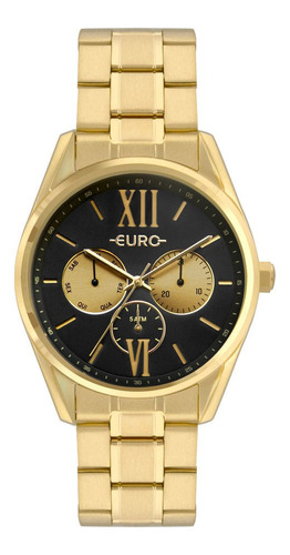 Relógio Euro Feminino Multiglow Dourado - Eu6p79ad/4f Cor do fundo Preto