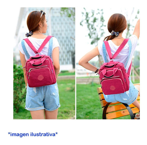 Imagen 10 de 10 de Bolsa Impermeable Dama Mochila Amplia Viaje 2en1 De Hombro Z
