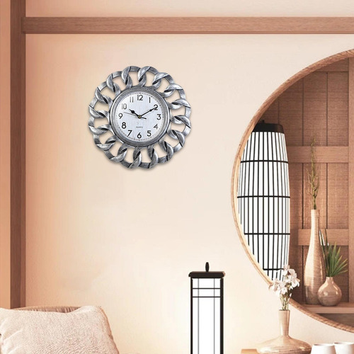 Reloj De Pared Retro Con Pilas Plástico Para Bar Plata