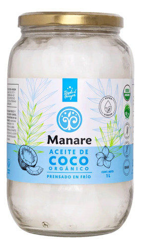 Aceite De Coco Premium 1lt Orgánico, Prensado Frio Agronewen
