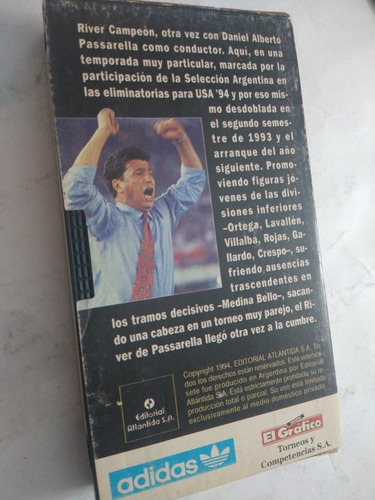 Vhs River Campeón Torneo Apertura ' 93 Duración 30 Minutos (Usado)