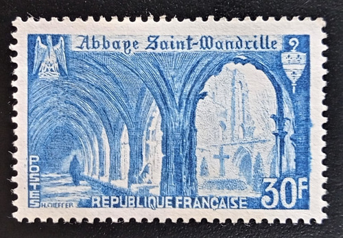 Francia, Sello Yv 888 Abadía St Wandrille 1951 Nuevo L17421