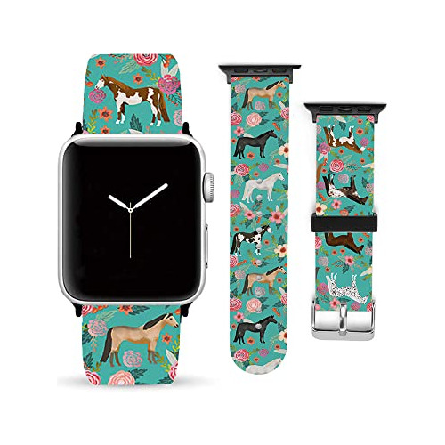 Caballos Floral Compatible Con Apple Watch Banda 40mm/38mm,