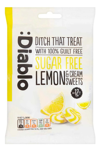 Dulces Diablo Lemon & Cream Sweets Sugar Free 75 Gr