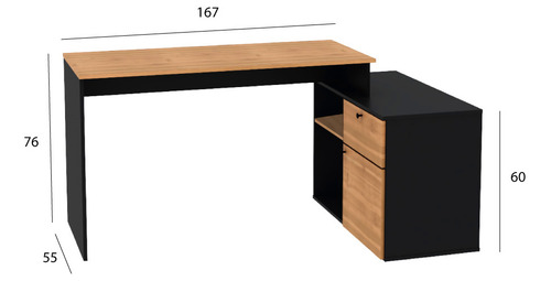 Escritorio Centro Estant Milan Negro Paraiso Ancho 168cm
