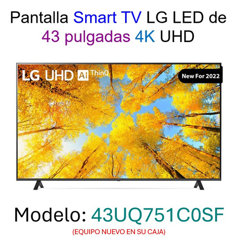 Pantalla LG Uhd Ai Thinq 43 Pulgadas 4k Smart Tv