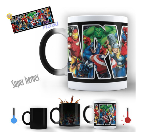 Taza Mágica Modelo Diseño Super Heroes  Personalizable