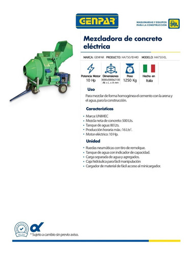 Imagen 2 de 3 de Mezcladora De Concreto Genpar Motor Eléctrico 4 Sacos Drop