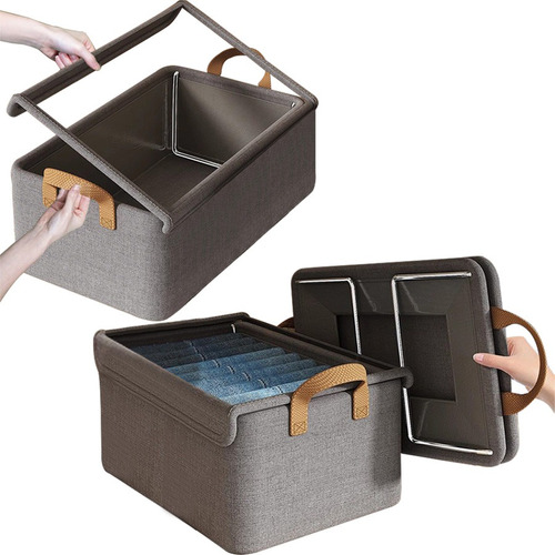 Cajas Organizadoras De Tela Con Tapa Y Soporte De Acero 2pcs