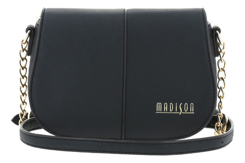 Crossbody De Dama Madison Chenson - Mady Md24013 Acabado De Los Herrajes Oro Color Negro Diseño De La Tela Liso