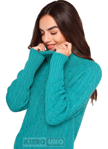 Imagen 1 de 8 de Sweater Polera Mujer Pullover Lana Con Trenzas Kierouno