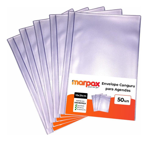 Envelope Canguru Cristal Para Agenda 15cmx21cm Marpax 50 Un