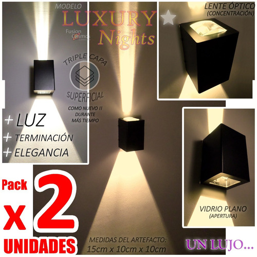 Artefactos Iluminacion Jardin Lente Luces Exterior Pack X2u