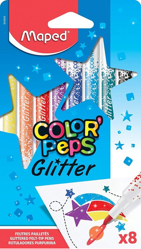 Imagen 1 de 7 de Marcadores Maped Colorpeps Glitter X8 Brillo Educando  