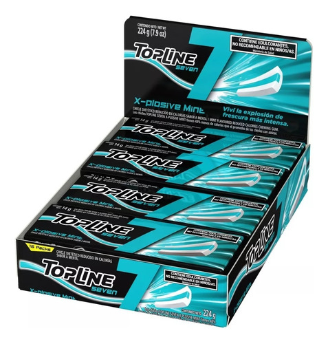 Oferta! Caja 16 Chicles Topline Seven Xplosive Mint S Azucar