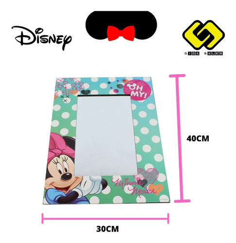 Espejo con marco oficial de Minnie Mouse de Oh My Disney, 40 x 30 cm, color verde