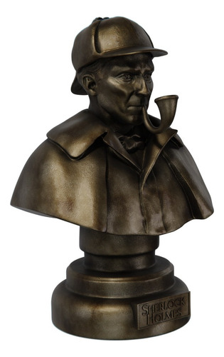 Estátua Busto Sherlock Homes Arthur Conan Doyle Estatueta Cor Cor Ouro Velho