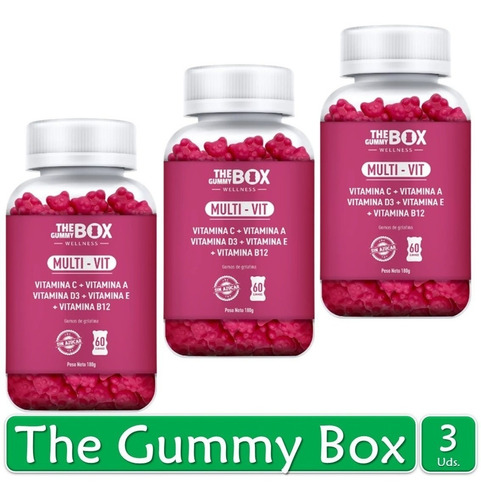 Imagen 1 de 4 de The Gummy Box Multi-vit Vitaminas C, A, D3, E, B12 210grs X3 Uds