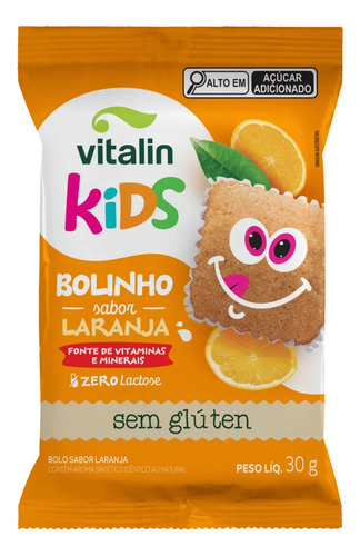 Bolinho De Laranja Zero Lactose Sem Glúten Vitalin Kids 30g