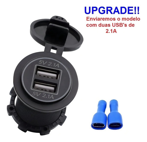 Carregador Celular Usb Veicular 4.2 A, Azul, Vermelho