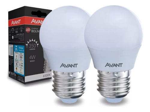Kit 2 Unid Lâmpada Bolinha Led 4w Bivolt Branco Frio