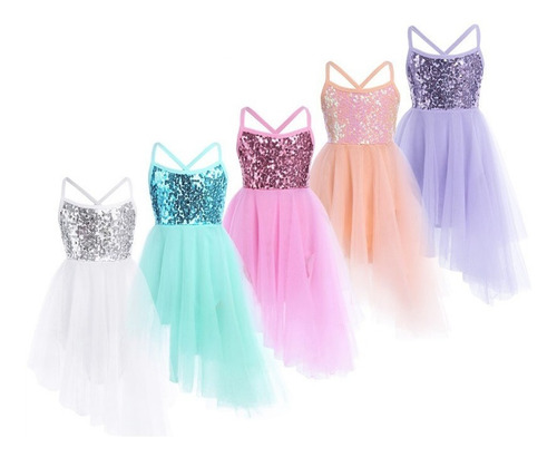 Imagem 6 de 6 de Vestido Infantil Ballet Bailarina Luxo Saia Assimétrica Tule