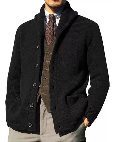 Suéter Casual Con Botones Y Bolsillo Para Hombre
